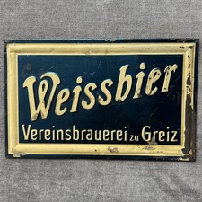 Gepr&auml;gtes Blechschild Weissbier Vereinsbrauerei zu Greiz kein Emailschild