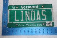 Vermont VT License Plate Tag Vanity 2005 05 Linda's Car Vehicle Name LINDAS #2
