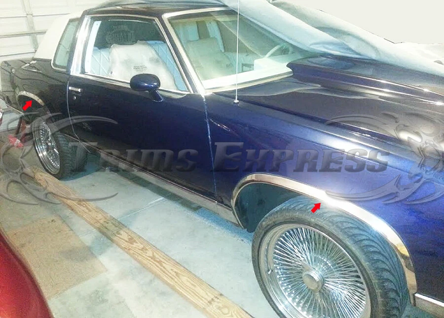 para: Oldsmobile Cutlass Supreme 1981-1987 rueda de acero inoxidable pozo guardabarros moldura 2" 4 piezas Foto 2 de 4