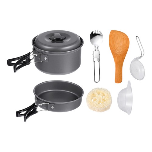Kit De Cuisine De Camping AiGear – 12 Pièces En Aluminium – Casserole, Poêle, Bouilloire, Bols – Pour 1-2 Personnes – Léger 0,9 Kg – Orange