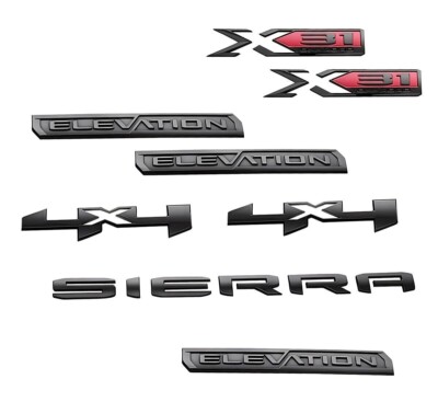 8Pcs for 2019-2023 Sierra Elevation Edition Emblems Badge 85160690 Matte Black