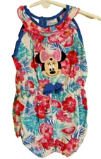 Disney Baby Minnie Mouse Romper Newborn 0-3 M Pink & Blue Tropical One Piece Set