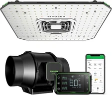 VIVOSUN Smart Grow System AeroLight A100 LED Grow Light & S6 AeroZesh Inline fan