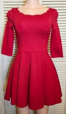 Lulus XS Extra Small Red Dress Short Cocktail Scalloped Mini Formal Boutique