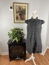 Women’s Dress Size 10 Emma & Michelle Cap Sleeve Elastic Full Open Front Button