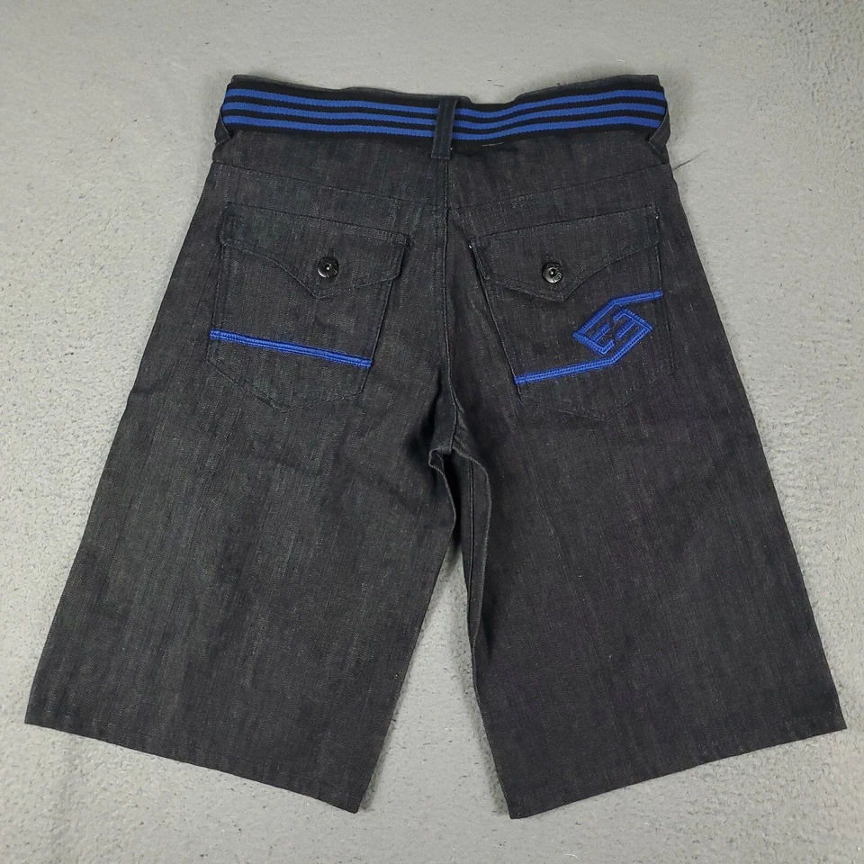 Pantalones Cortos Enyce Para Hombre Talla 32 Gris Azul Retro Sueltos Cinturón Denim Foto 4 de 4