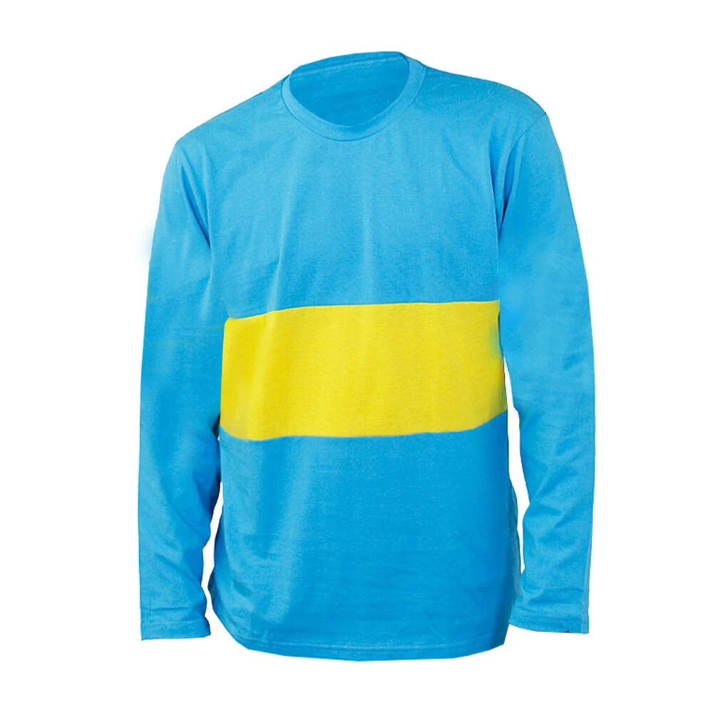 Blue and yellow long sleeve shirt hotsell