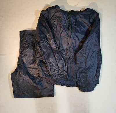 Full Academy Sport Rain Suit Large Navy Blue Waterproof 2 Piece Set Zip Button