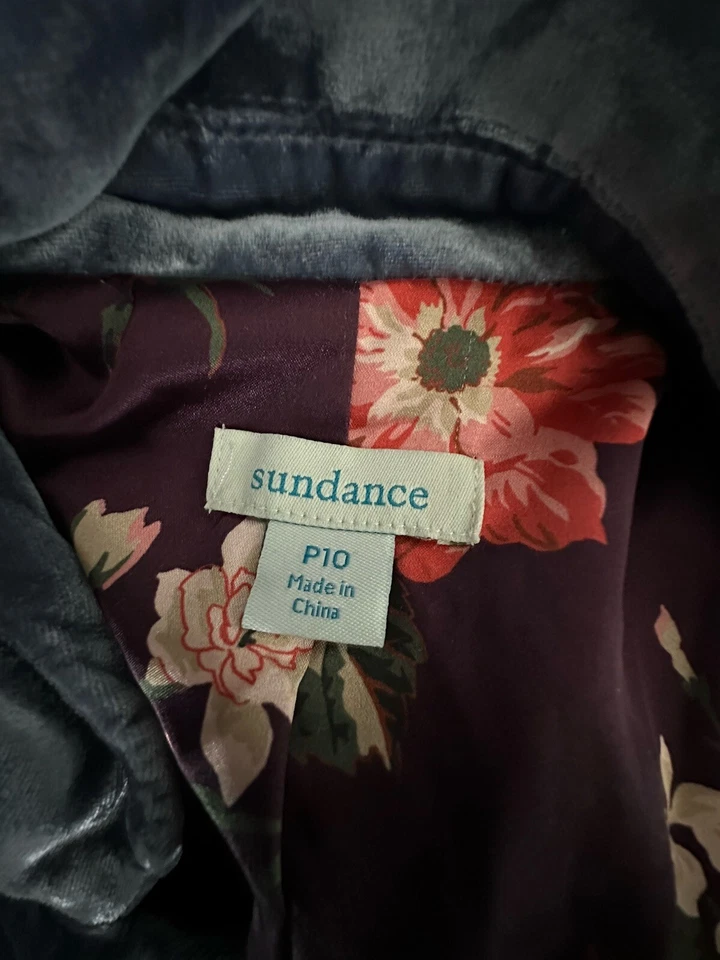 Женская бархатная богемная зимняя блейзерная куртка Sundance 10 Petite с цветочной подкладкой 37–24 - Изображение 4 из 4