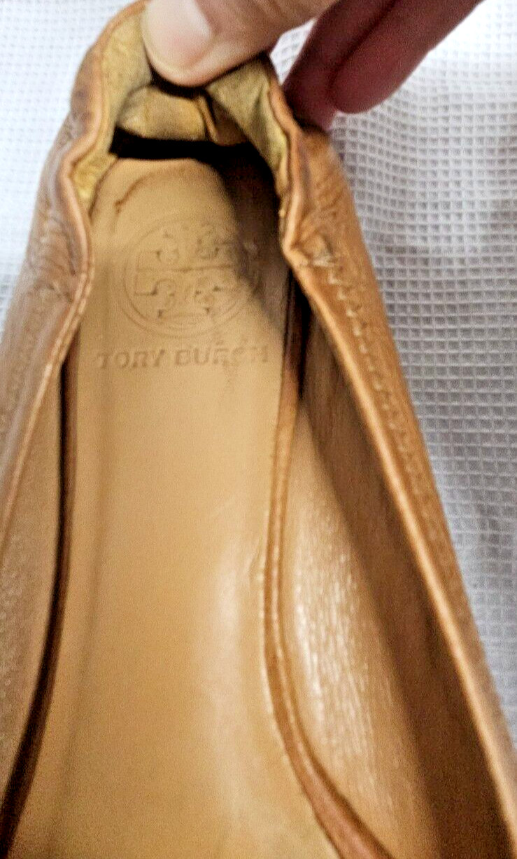 TORY BURCH Minnie travel ballet flat camel pebbled all leather upper woman Sz 6M thumbnail 8