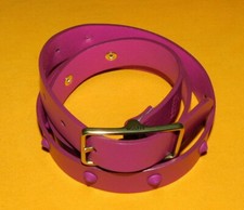 WOMEN'S FOSSIL PINK GENUIN LEATHER WITH LEATHER STUDS SLIM BELT SIZE M.