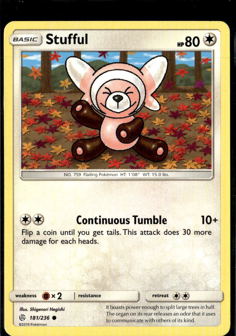 Pokemon Stufful 181/236 Cosmic Eclipse Non Holo Common 2 Card Lot