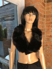 To die for vintage fox fur very dark brown border black scarf