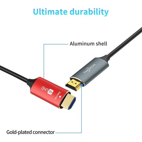 Twozoh HDMI Fiber Optic Cable 20M 4K Fiber HDMI Lead Supports 4K@60Hz/18Gbps - Picture 6 of 8