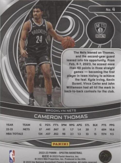 2022-23 Panini Spectra - Cameron Thomas #4 for sale | eBay
