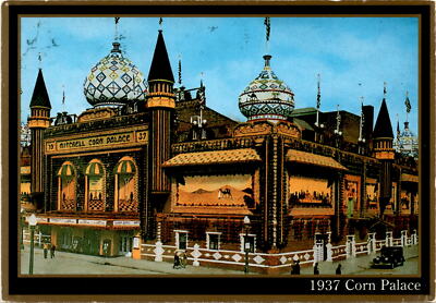 1937, Corn Palace, South Dakota, decorations, corn, tourist Postcard