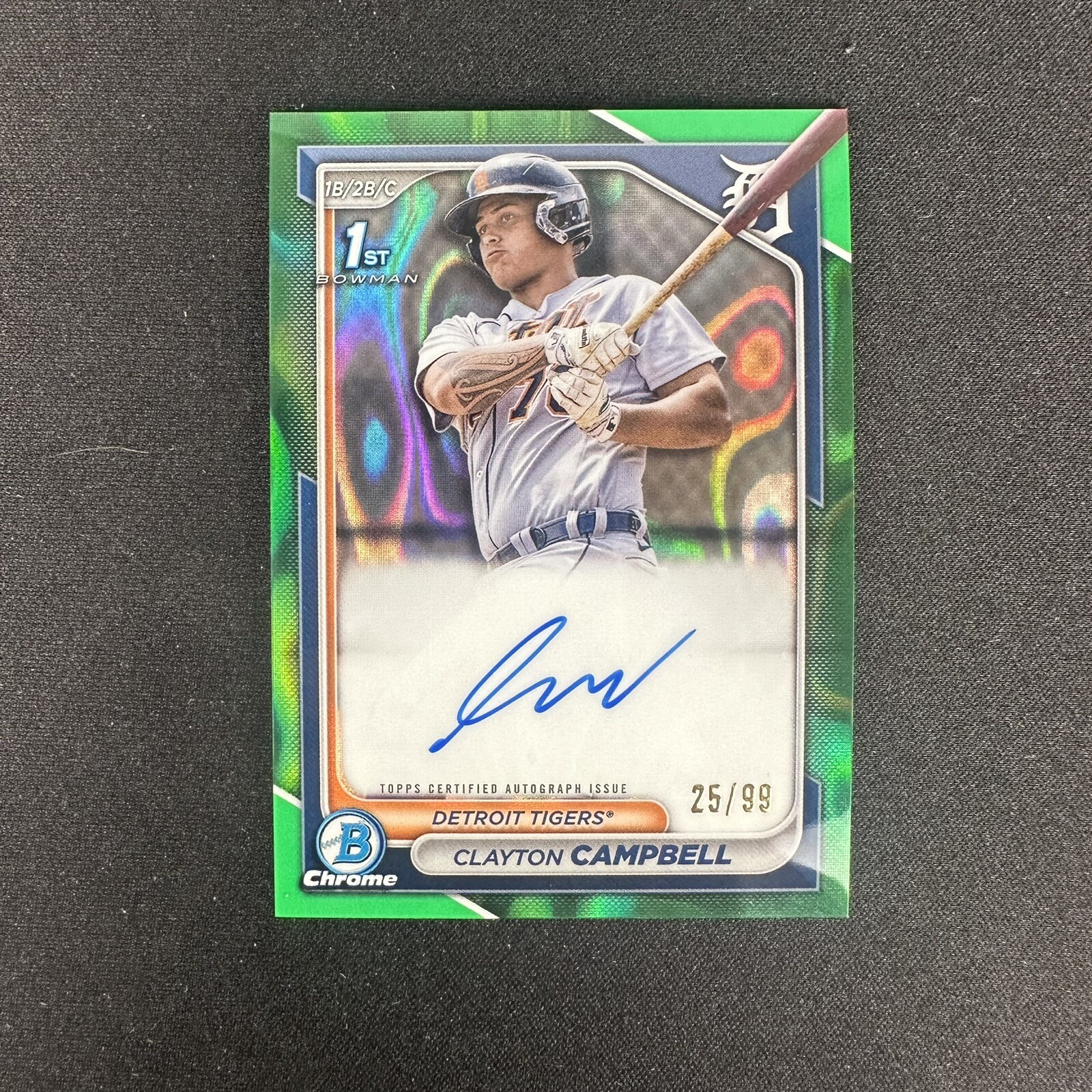 Clayton Campbell 2024 Bowman Chrome 1st Prospects Auto Green Lava Refractor /99