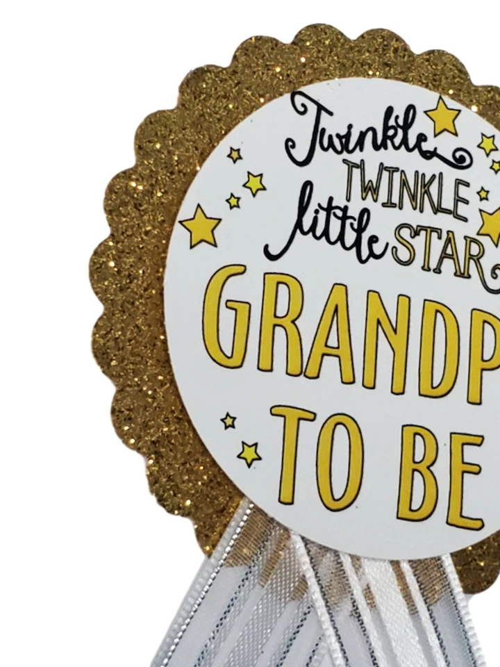 Prendedor de baby shower Twinkle Little Star para mamá papá revelar género abuela Foto 3 de 4
