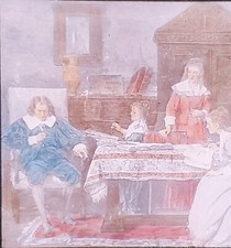 Unknown Colonial Dinner Scene?, NO LABEL, Victor Magic Lantern Glass Slide