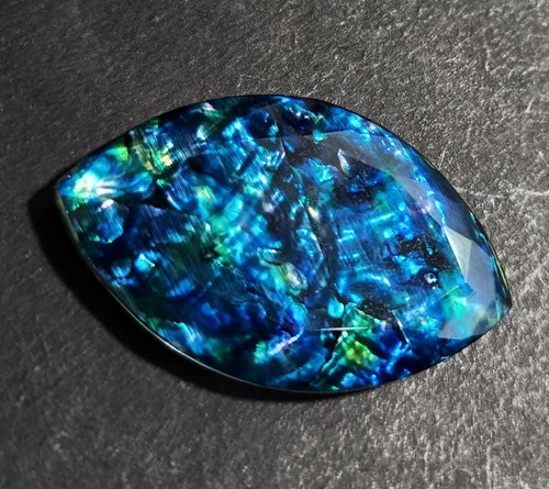 Doppietto sciolto 48,45 carati ammolite naturale simile a un opale marquisa biologica rara - Foto 2 di 6