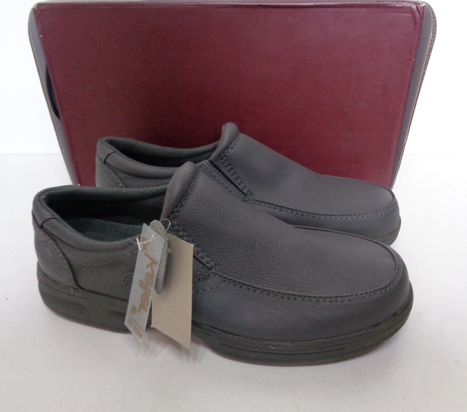 Mens Leather WIDE FIT Grey Shoes Comfort Casual Slip On Trainers New UK