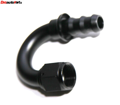 (one) 10AN AN-10 180 Degree Black Push On/ Push Lock Hose End Fitting Adapter