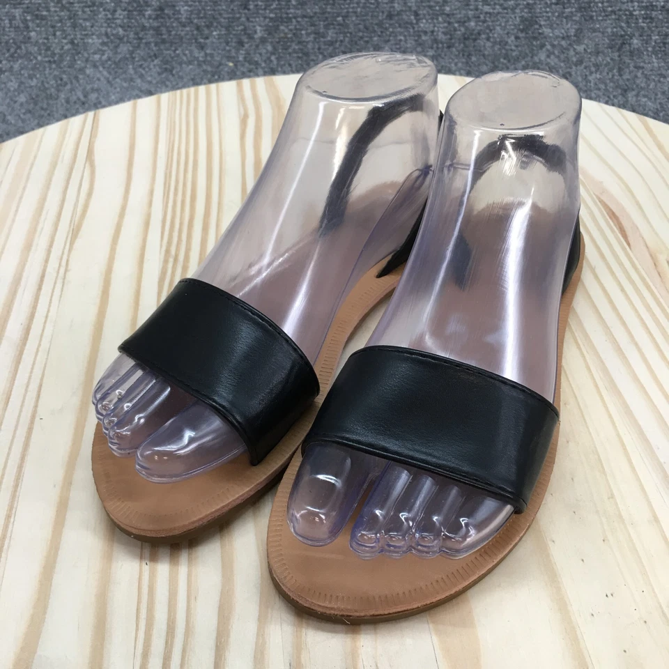 Sandalias planas Forever 21 para mujer 6 sin cordones negras marrones imitación cuero Foto 3 de 4