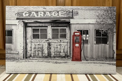 Garage Sign Canvas Gas Pump Vintage Style Wall Decor Tools Parts Gas ...