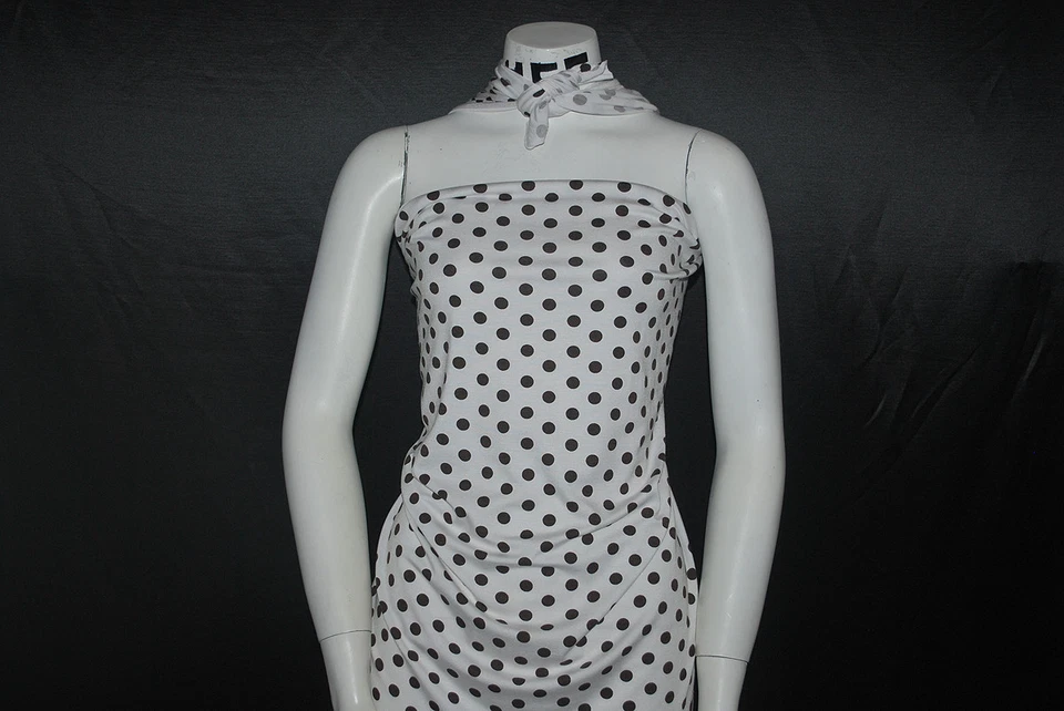 Modal Spandex Jersey knit fabric Classy black and white Polka Dots by the yard - Image 4 of 4