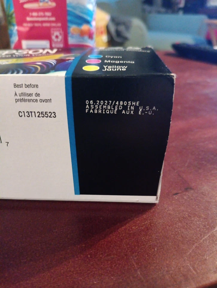 Epson Genuine 125 Color Ink Cartridge Cyan Magenta Yellow Black Expired 03/23 - Image 3 of 3