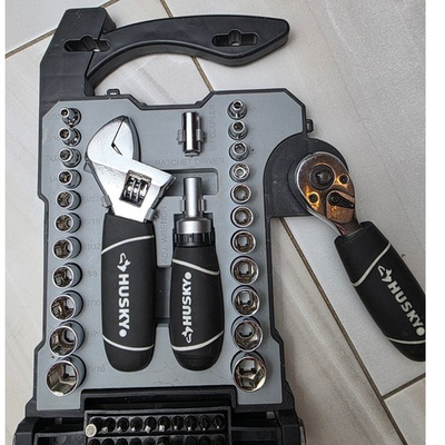 #ad Husky 46 Piece Stubby Tool Set SAE MM Ratchet Wrench Driver Sockets 532 135 H2 $29.99