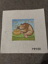 BEAR BUMBLE BEE HIVE NEEDLEPOINT CANVAS 18 Mesh MM-80 Whimsical Cartoon