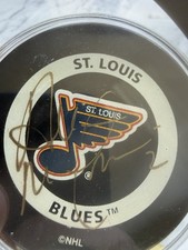 Al MacInnis Signed Autograph Auto HOF St. Louis Blues Logo Puck W/COA