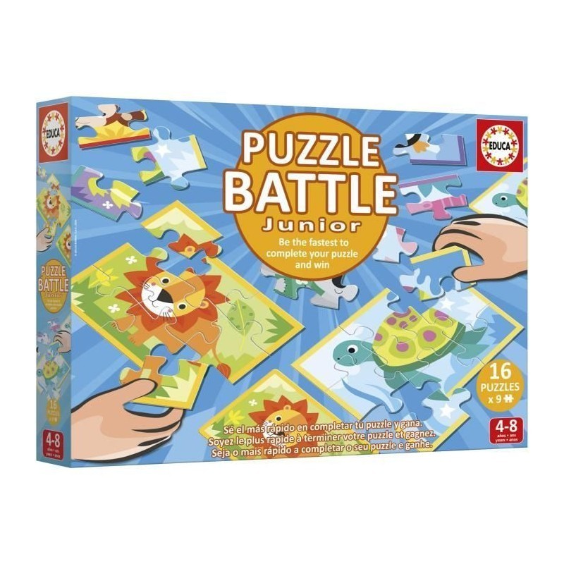 Puzzle Educa Battle Jr Animals 16 puzzles 9 pièces premier âge