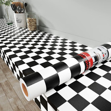Checkered Peel and Stick Wallpaper for Kitchen Backsplash Wall Paper Black and W