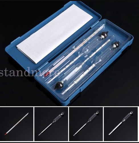 3PCS 0-100% Hydrometer Alcoholmeter Alcohol Tester Meter+Thermometer Tools Set