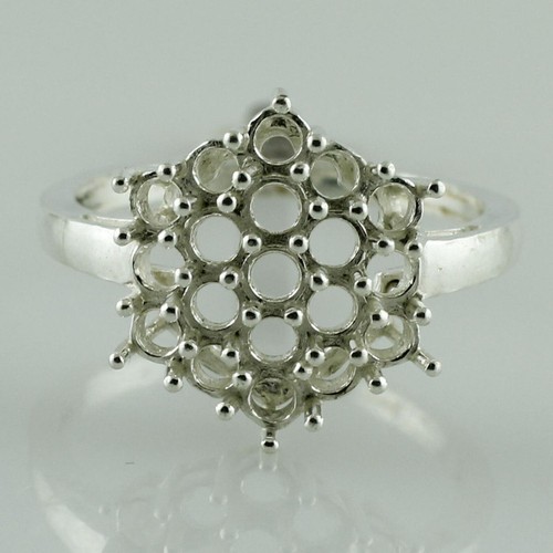 925 Sterling Silver 2.5mm Round Semi Mount Cluster Ring For Engagement Ring