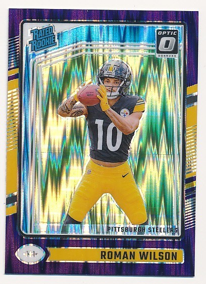ROMAN WILSON 2024 DONRUSS OPTIC RATED ROOKIE PURPLE SHOCK PRIZM #285 RC MINT