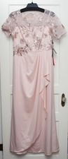 Adrianna Papell Embroidery Crepe Satin Gown, Blush, Size 14 NWT