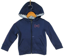 Under Armour Boys Rival Fleece Full-Zip Hoodie Long Sleeve Pockets Size XS Blue