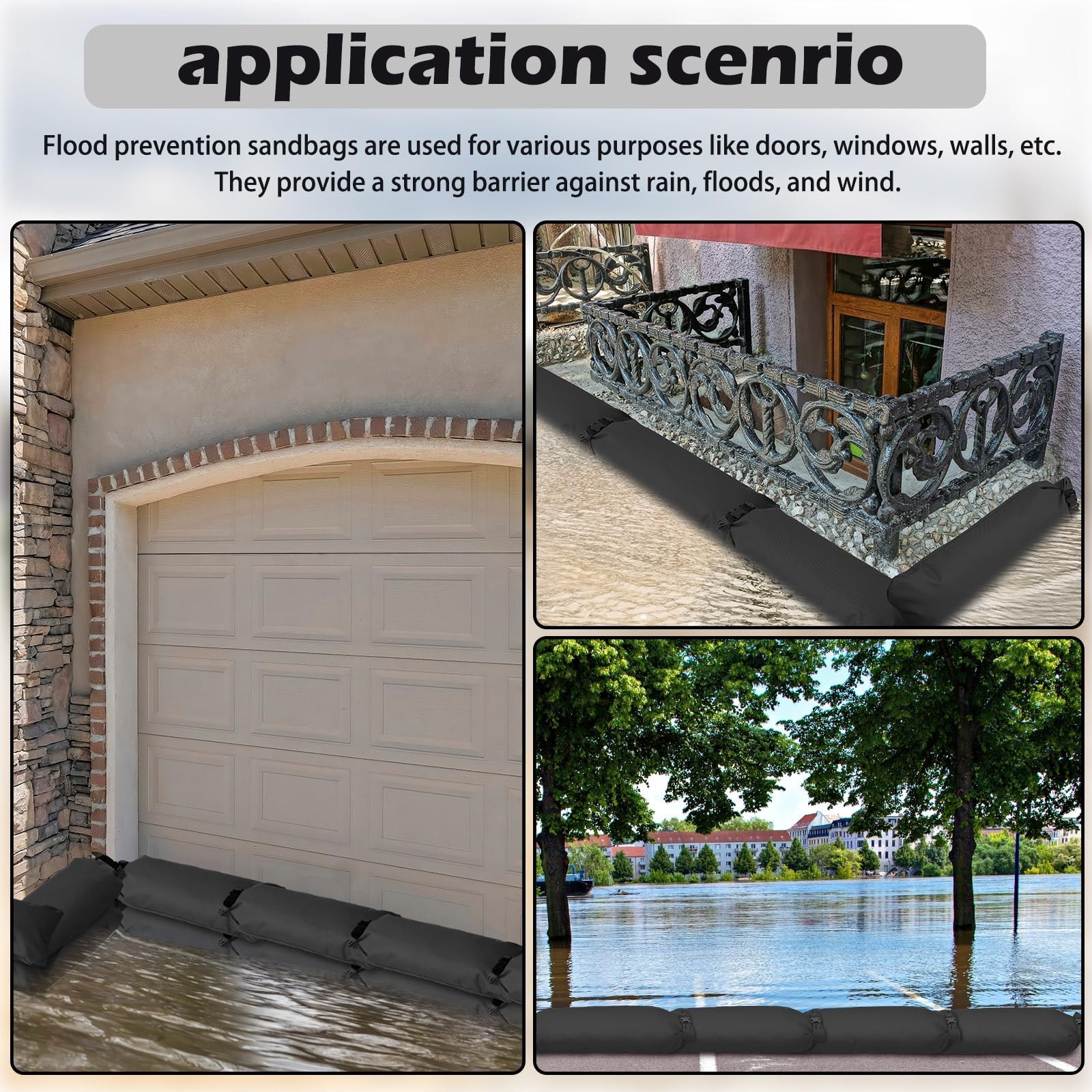 8 Pcs Flood Water Sand Bags Waterproof Sandbags Barrier Reusable Sand Bags wi...