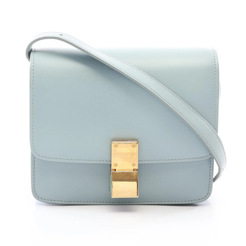 【Bag】CELINE Classic Small Shoulder Bag, Leather, Light Blue From Japan USED Good