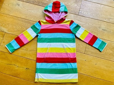 MINI BODEN: gemustertes Frottee Strandkleid bunt Regenbogen   Gr. 140