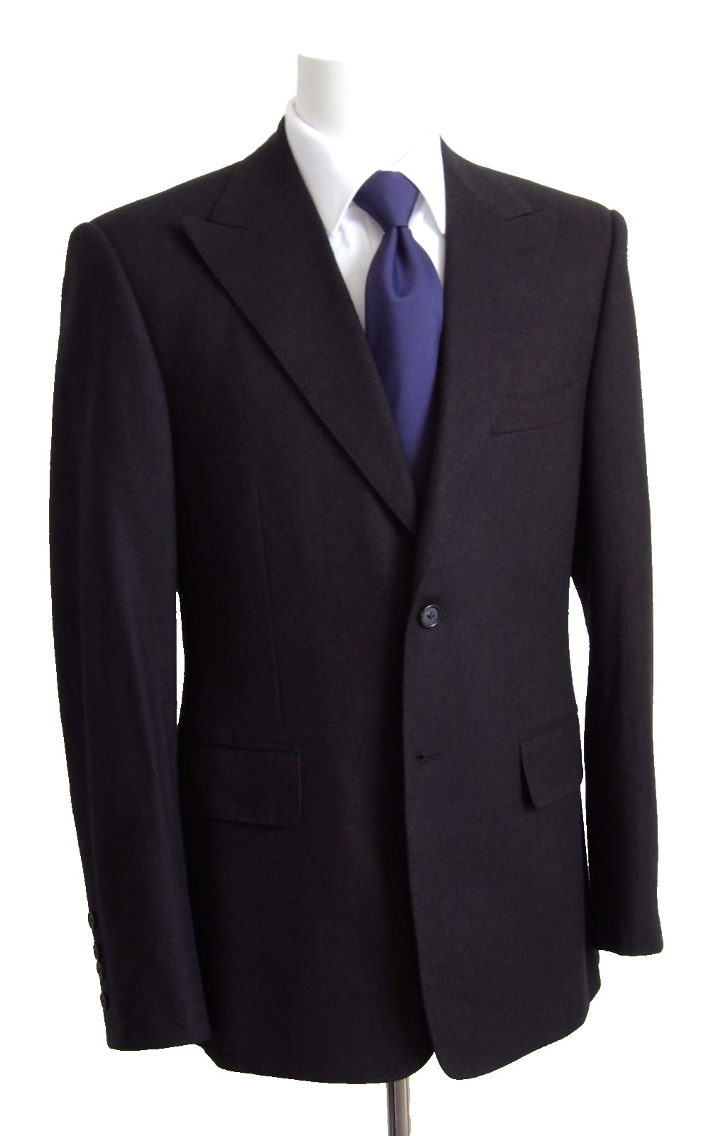 Bespoke two button side vent dark brown peak lape… - image 2