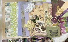 SUMMER BUTTERFLY GARDEN Junk Journal  HUGE VARIETY Paper Buttons Beads Ribbons