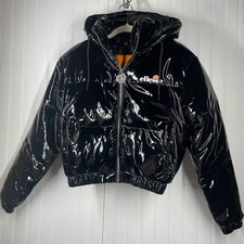 NWT Ellesse Women's Black Full Zipped Puffer Jacket Size 2