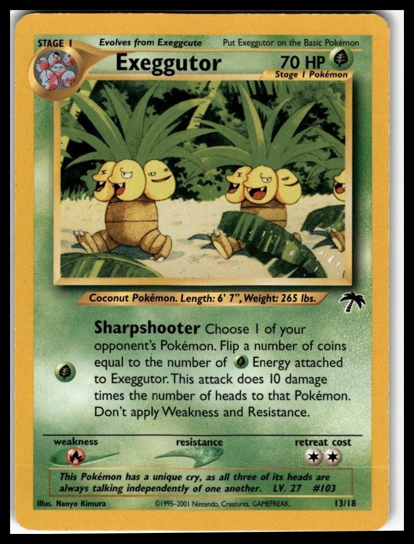 Exeggutor Pokemon Southern Islands 13/18 Regular Non-Holo Vintage LP/MP