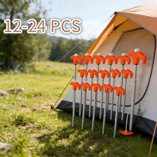 12/16/24X Zelt Heringe Stahl Schraubheringe Robuste Erdn&auml;gel Gewinde f&uuml;r Camping