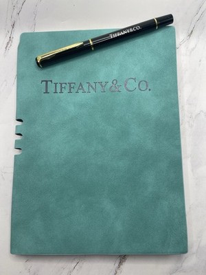 TIFFANY & Co Blue Suede NOTEBOOK & PEN Gift SET ~ Journal Diary