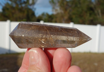 #ad SMOKY CITRINE Rutile Quartz Crystal Point VOGEL Style DT Rutilated Wand A122 $104.40